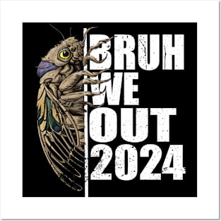 Funny Retro Vintage Bruh We Out Cicada 2024 Teacher Posters and Art